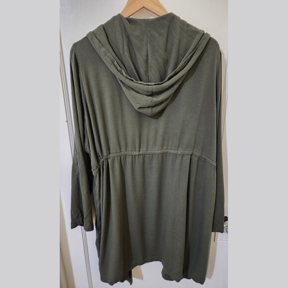 Plus-size Gauze Hooded Kimono by Torrid, green, size 3x - Picture 2 of 7